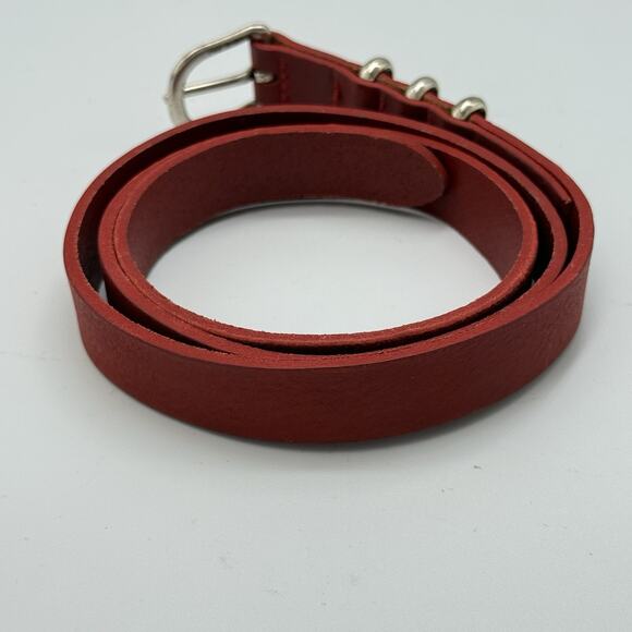 Rag & Bone RED Leather Jet Skinny Belt Logo SIZE SMALL (31-35") Womens England - Picture 2 of 9